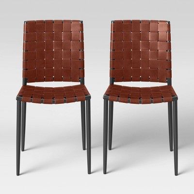 2pk Wellfleet Woven Leather Metal Base Dining Chair - Project 62™ | Target
