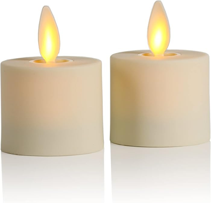 Luminara Flameless LED Tea Light Candle, 1.4" x 2", Pack of 2, Plastic Pearl Ivory, Real Flame, Battery Operated w/Remote Timer Function | Amazon (US)