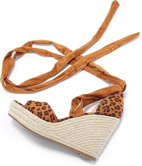 Huiyuzhi Womens Lace Up Platform Wedge Espadrille Sandals Open Toe Cross Slingback Summer Shoes | Amazon (US)