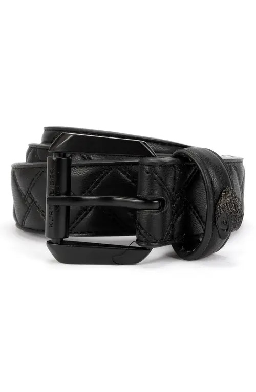 Kurt Geiger London Drench Quilted Leather Belt in Black /Shiny Black at Nordstrom, Size X-Small | Nordstrom