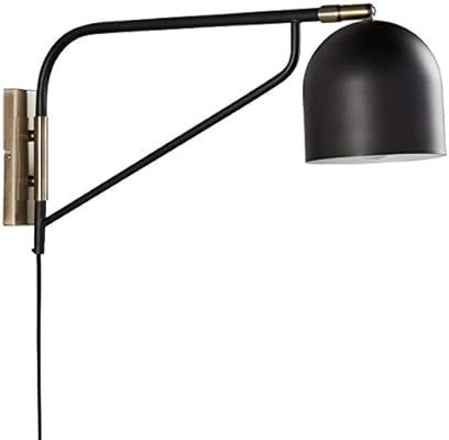 Rivet Mid-Century Swiveling Wall Sconce with Bulb, 11"H, Black and Antique Brass | Amazon (US)