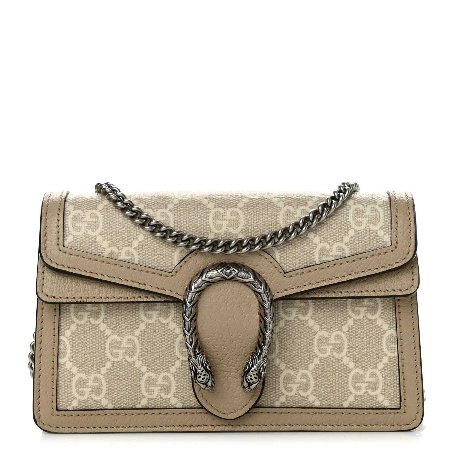 GG Supreme Monogram Textured Calfskin Super Mini Dionysus Shoulder Bag Beige Mystic White Oatmeal | FASHIONPHILE (US)