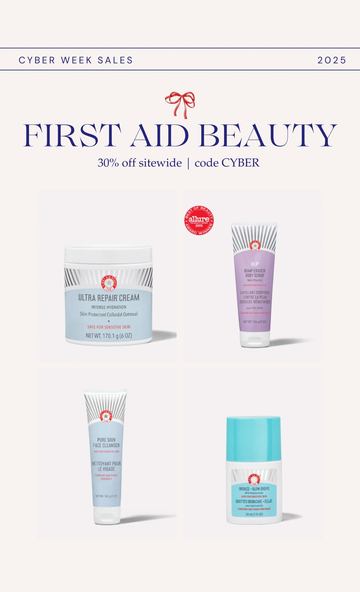 [11/28/25] first aid beauty has been a top brand of mine for yearssss now. I love that they’re safe for sensitive skin and affordable! Firstaidbeauty.com is on sale for 30% off sitewide and also 50% off on certain retailers like Amazon and Ulta! 

#LTKHoliday #LTKCyberWeek #LTKGiftGuide