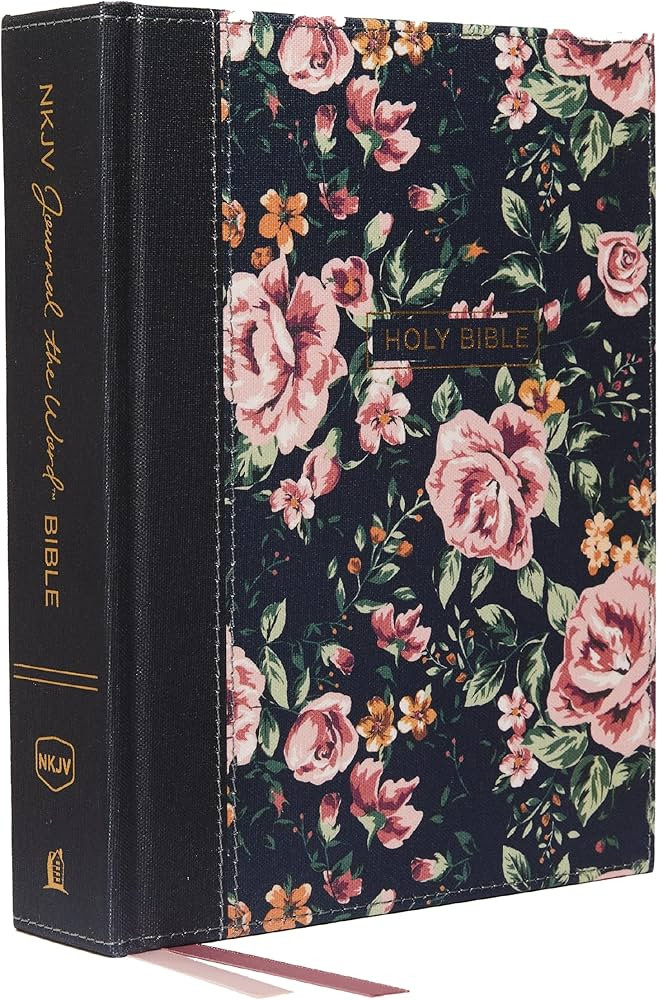 NKJV, Journal the Word Bible, Cloth over Board, Gray Floral, Red Letter, Comfort Print: Reflect, ... | Amazon (US)