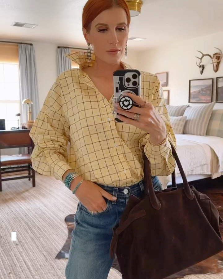 I’m headed into town for an FFA awards dinner tonight to support some local kids that we know. Keeping it casual, but still fashionable.
I finally broke down and purchased the Khaite booties and I’m so glad I did! They match perfectly with my suede bag that you see me carrying all the time and I already know I’ll get so much price per wear out of them😍

#LTKitbag #LTKshoecrush #LTKworkwear