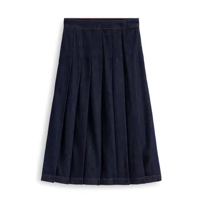 Boden Aya Pleated Denim Midi Skirt in Indigo at Nordstrom, Size 10 | Nordstrom