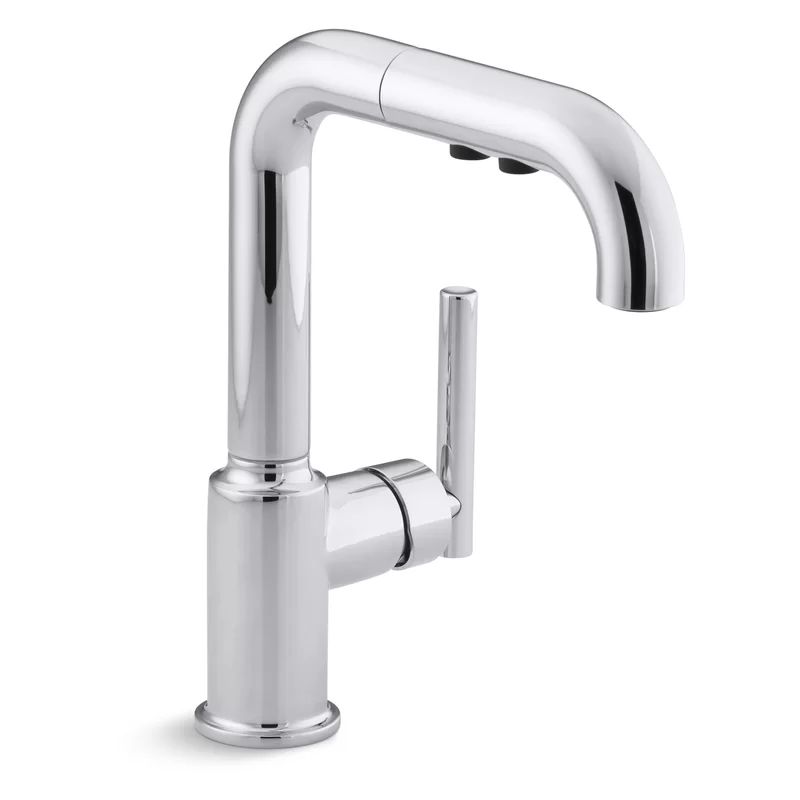 K-7506-CP Purist® Single Handle Kitchen Faucet with 7" Pullout Spout with ProMotion™ | Wayfair North America