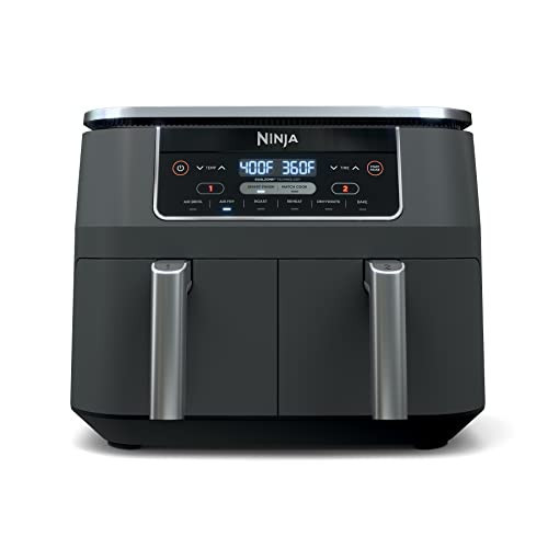 Ninja Foodi 6-in-1 8-qt. (7.6L) 2-Basket Air Fryer DualZone Technology, Match Cook & Smart Finish to Roast, Broil, Dehydrate & More for Quick, Easy Meals, Slate Grey (DZ201C) Canadian Version | Amazon (CA)