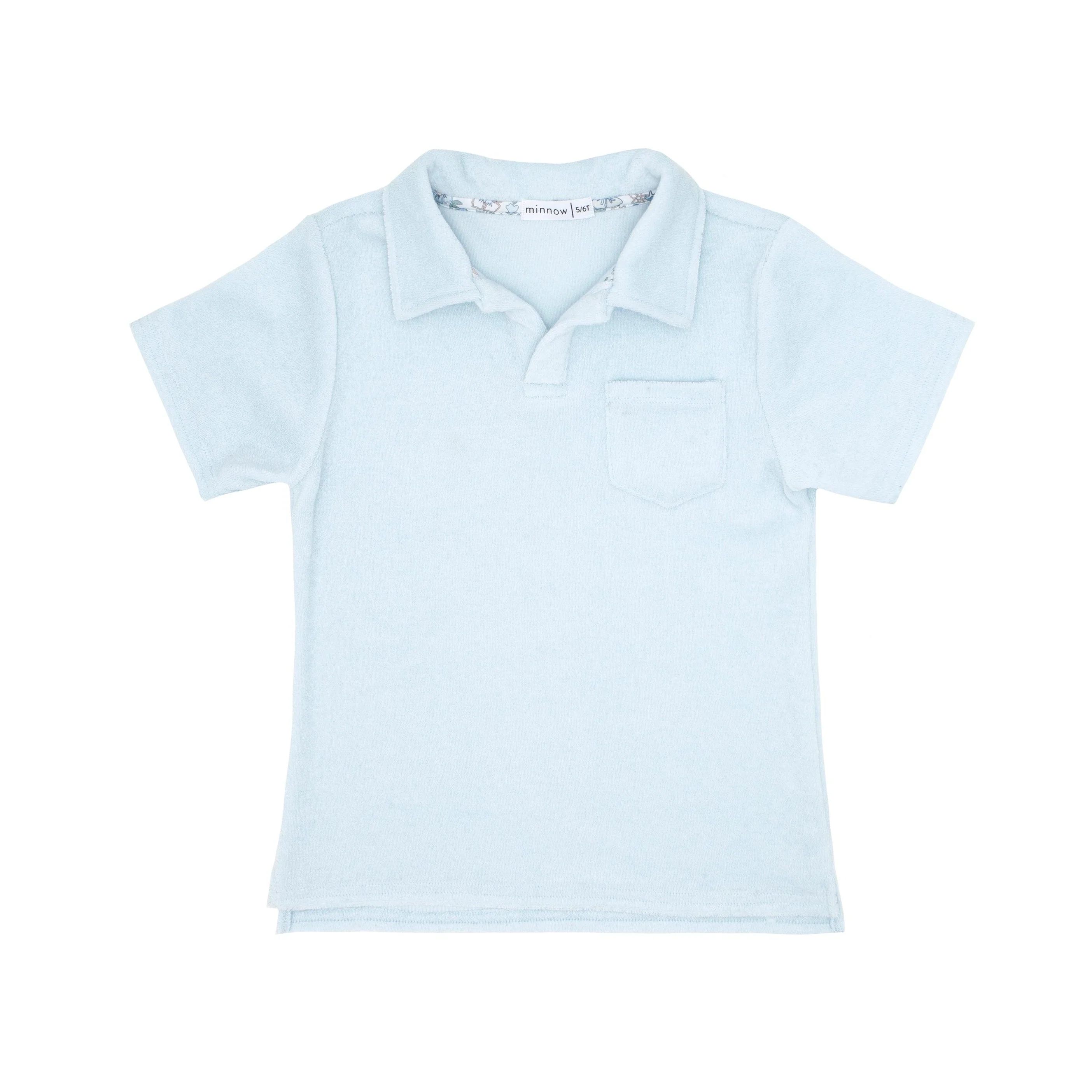 boys light blue french terry polo shirt | minnow