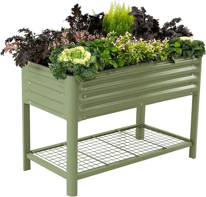 Elevated Raised Garden Bed-V Series, 2' x 4' Garden Beds with Legs & Storage Rack for Patio Porch... | Amazon (US)