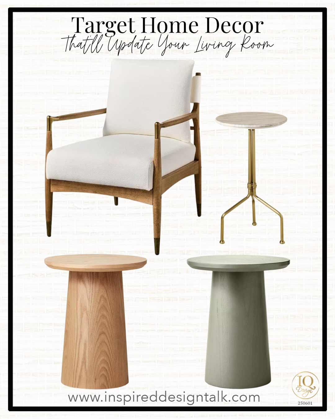 NEW Target Home Decor. Accent Chair and side table to instantly elevate the look of your living room, family room, she cave, den, library room, bedroom, and more!
Boucle Upholstered Accent Arm Chair with Brass Details, Marble and Brass Accent Side Drink Table, Wooden Round Pedestal Accent Side Table , Sage Side Table 

 #LTKSeasonal #LTKHome #LTKStyleTip