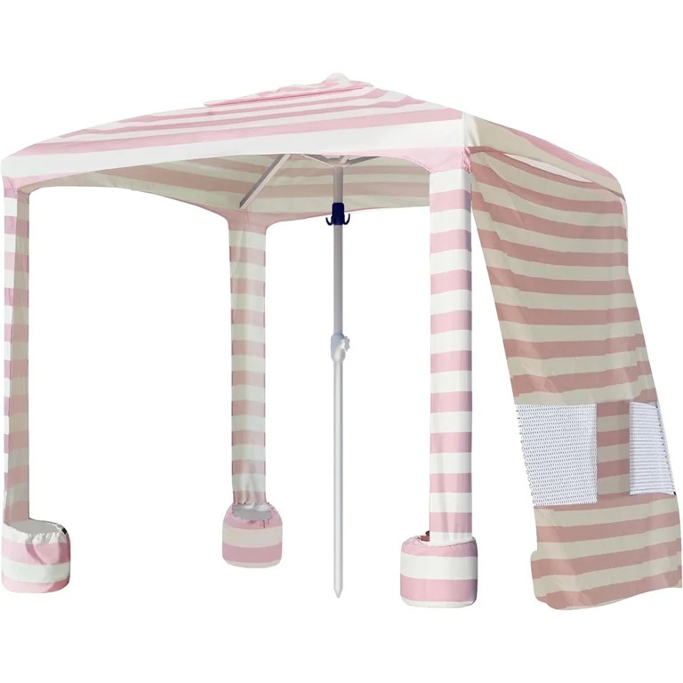AMMSUN 6.2'×6.2' Beach Cabana Tent with Side Wall UPF 50+ Easy Setup Canopy Shade,Pink Stripes | Walmart (US)