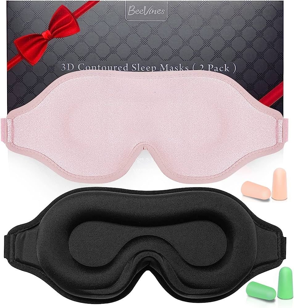 Sleep Mask for Men & Women, 2 Pack 3D Contoured Eye Mask for Sleeping with Adjustable Strap, BeeV... | Amazon (US)