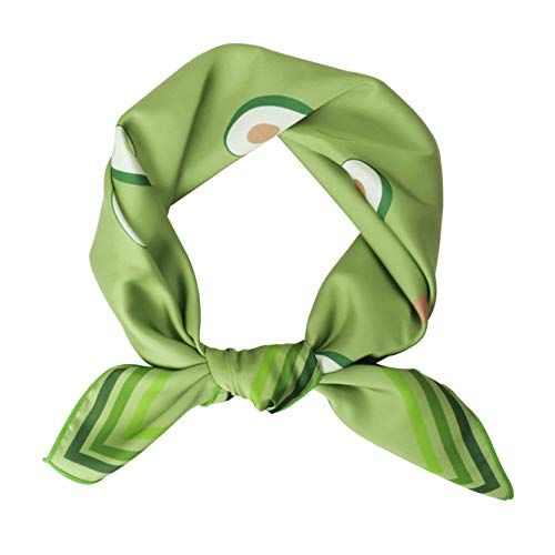 GERINLY Silk Avocado Neckerchief Green Fruit Bandana Lovely Pony Scarf Summer Hair Band Samll Bag Scarf (Q-Avocado) | Amazon (US)