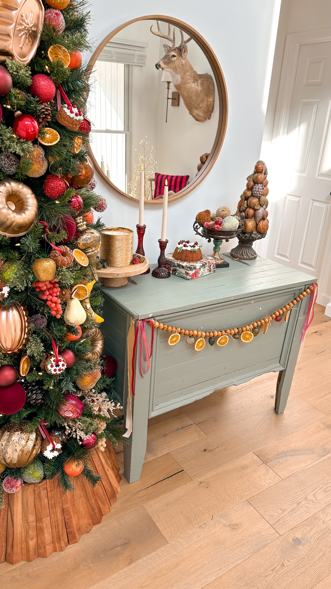 Frosted fruit cake Christmas tree reveal! 🍎🍐🍊🍇🍰🎄

#LTKSeasonal #LTKHoliday #LTKHome