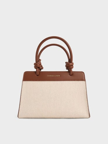 Chocolate Sabine Canvas Knotted-Handle Tote Bag | CHARLES & KEITH UK | Charles & Keith UK