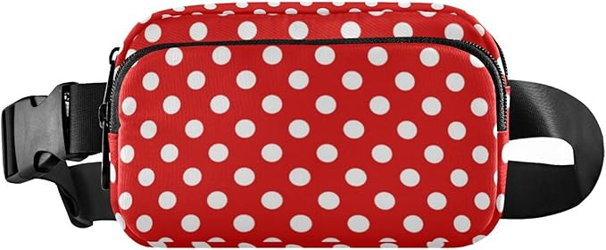 Red White Polka Dot Pattern Belt Bag for Women Men Fanny Pack Small Waist Pouch Crossbody Bags fo... | Amazon (US)