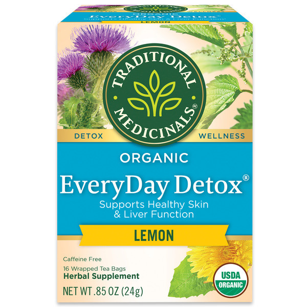 Traditional Medicinals Organic EveryDay Detox Lemon, Caffeine Free Herbal Tea | Instacart
