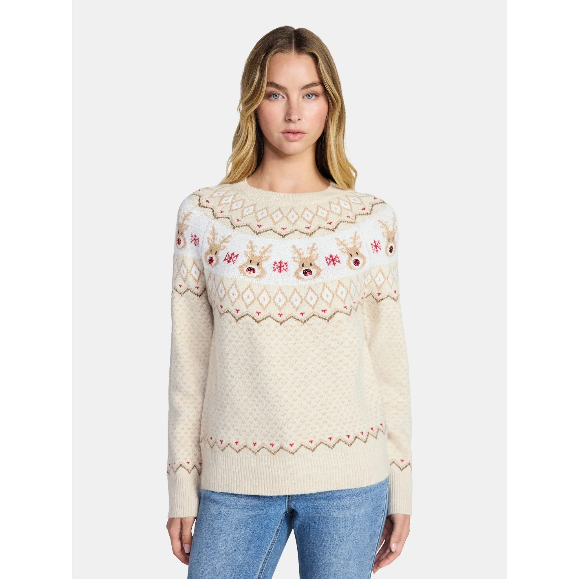Holiday Time Women's and Women's Plus Pretty Christmas Sweater, Sizes XXS-3X | Walmart (US)