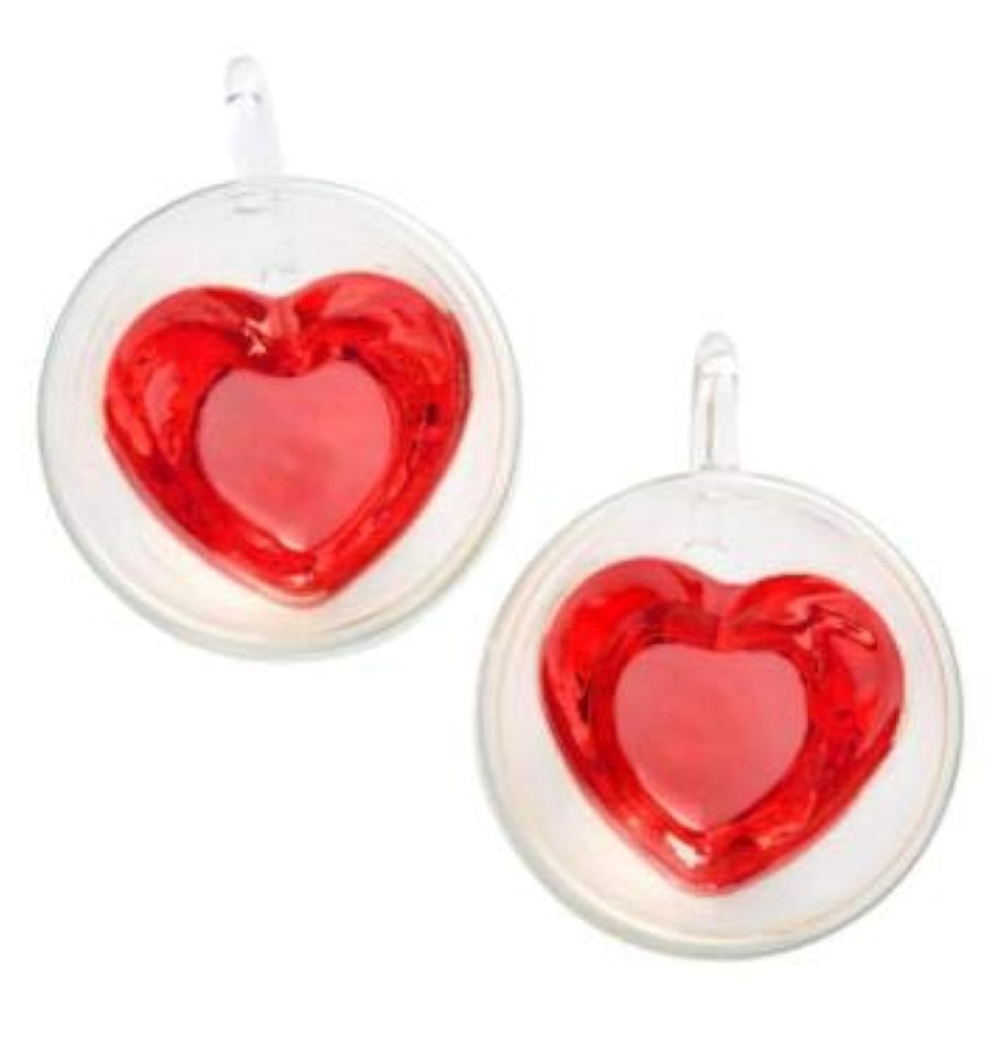 2 Pack Heart Shaped Double Walled Insulated Glass Coffee Mugs or Tea Cups，Beautiful Heart Shape... | Amazon (US)