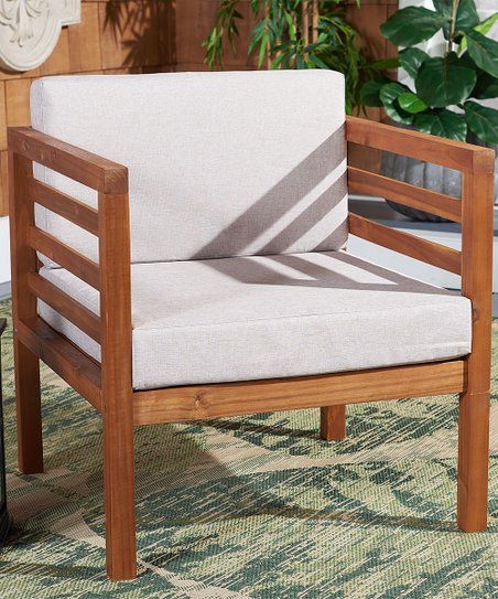 Natural Wood & Light Gray Kinnell Outdoor Armchair | Zulily