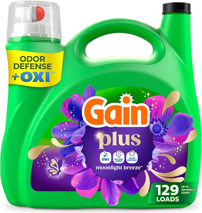 Gain Plus Liquid Laundry Detergent, Cleaner, Fresher, Now with Oxi, Moonlight Breeze Scent, 170 f... | Amazon (US)