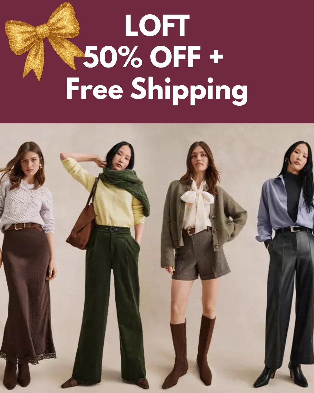 Last Chance!! SALE at LOFT ‼️ SAVE 50% OFF Site Wide  🛍️  FREE SHIPPING on every order!!  Click any product photo to Shop + SAVE!! Would be so appreciated 😍 Spice up your Party Frocks to ring in the New Year 🎉🎊

Workwear - Date Night - Office Outfit - Seasonal- Shoe Crush - Resort Wear - Dress - Dinner Date 
Fall Outfit- Travel - Boots - Cowboy 🤠 Western Wear - Business Casual- Lounge Sets - Pajamas- - Jackets - Denim Dress - Wedding Guest Dress - Christmas Outfit - Gift Guide - Loft - SALE ALERT 

Follow my LTK @fashionistanyc on the @shop.LTK app to view this post and get my exclusive app-only content!

#liketkit #LTKFindsUnder50 #LTKgrwm #LTKTravel #LTKdayinmylife #LTKSaleAlert #LTKWorkwear #LTKPetite #LTKSeasonal #LTKootd #LTKHoliday #LTKgrwm #LTKFindsUnder100
@shop.ltk
https://liketk.it/5IBIh