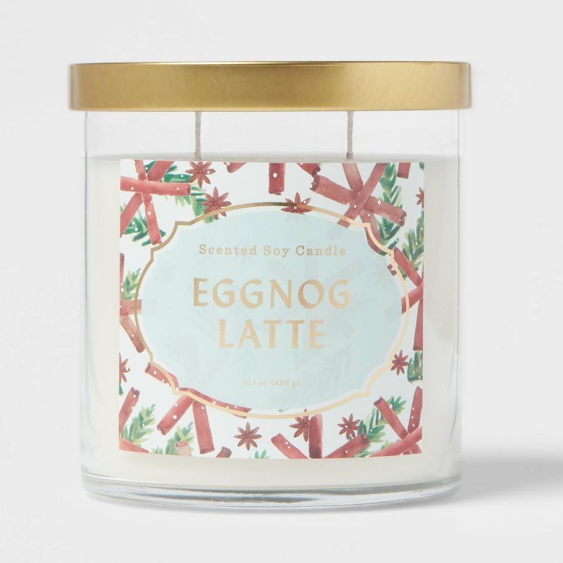 Lidded Glass Jar Holiday Eggnog Latte Candle - Opalhouse™ | Target
