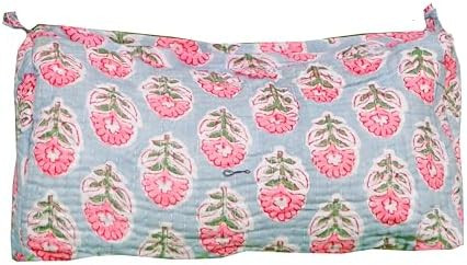 Generic Pieces Indian Handmade Cotton Quilted Handmade Floral Hand Block Print Toiletry Bag,Cosme... | Amazon (US)