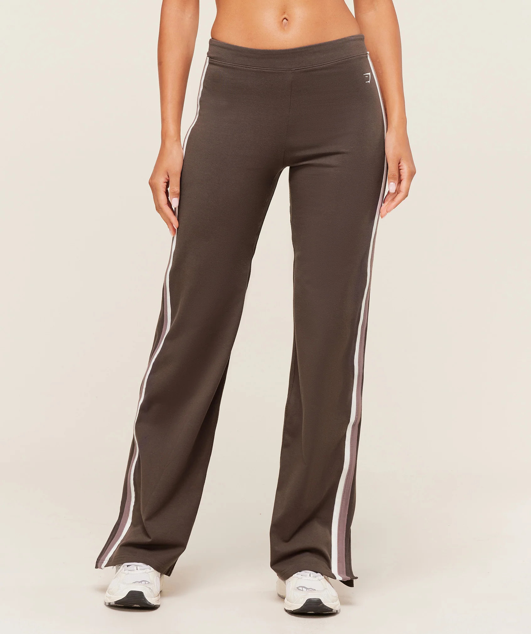 Gymshark Piping Wide Leg Pant - Walnut Brown/Chestnut Pink/Soft White | Gymshark US
