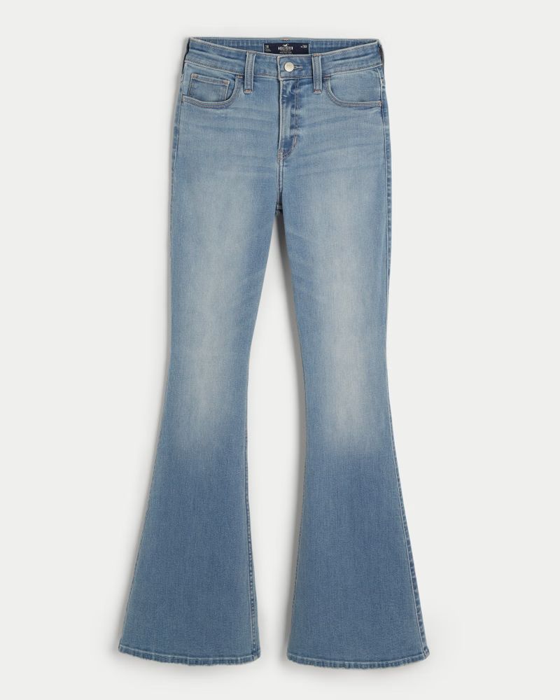 High-Rise Light Wash Flare Jeans | Hollister (US)