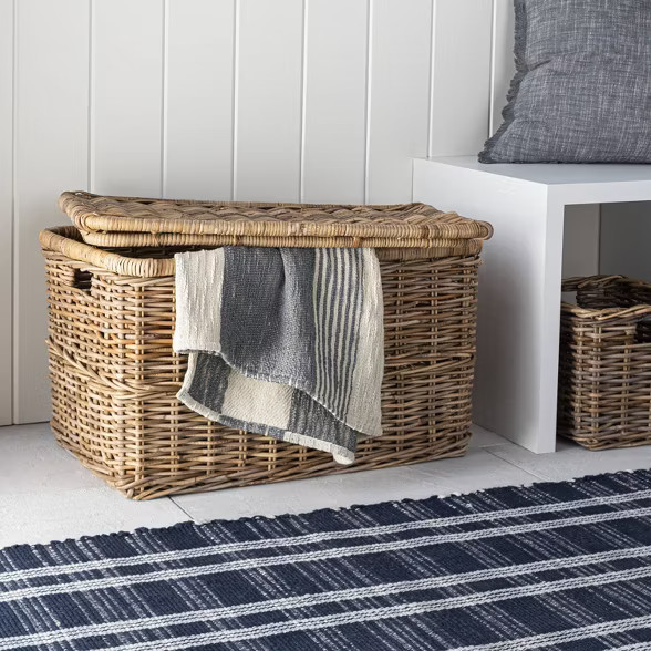 Lidded Kooboo Rattan Basket 17.5" x 17.5" - Threshold™ designed with Studio McGee | Target