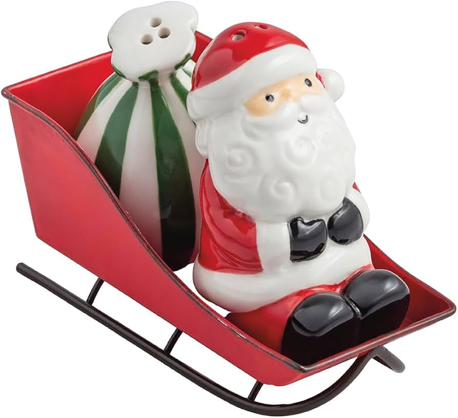 Mud Pie Christmas Santa Sleigh Salt & Pepper Set | Amazon (US)