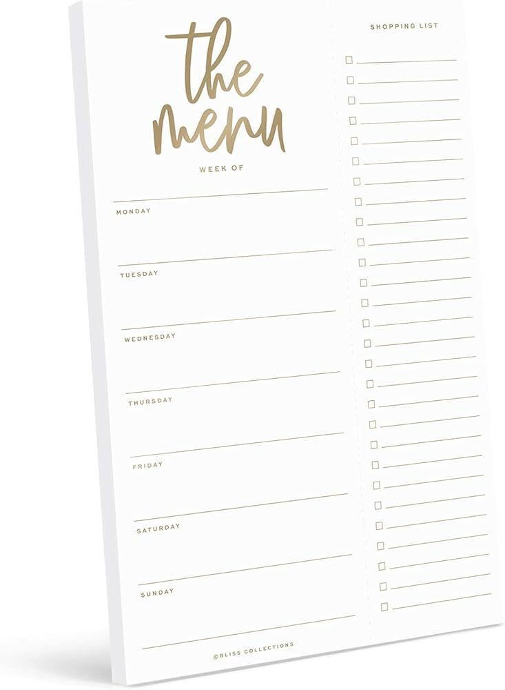 Bliss Collections Weekly Meal Planner, Gold, Magnetic Family Meal Calendar and Notepad for your F... | Amazon (US)