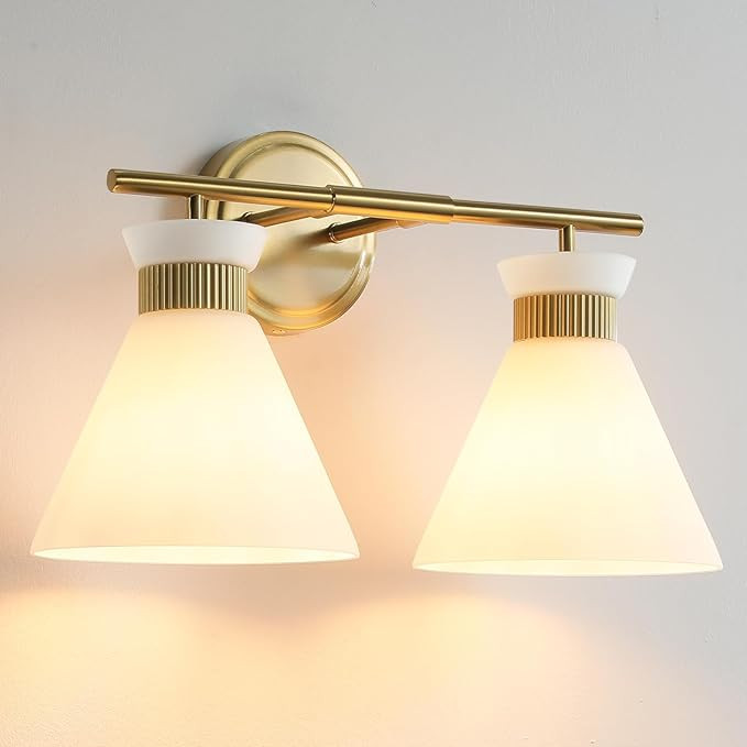 WOSHITU Bathroom Vanity Light Fixtures: 2 Lights Mid Century Modern Vanity Lights for Bathroom, B... | Amazon (US)