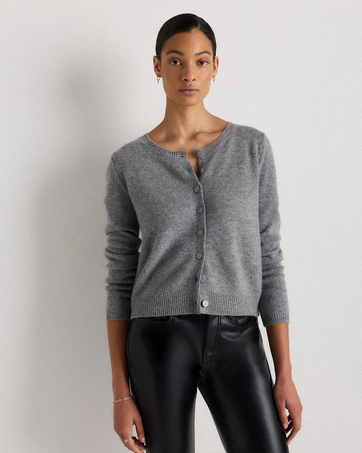 Mongolian Cashmere Cropped Crew Cardigan | Quince