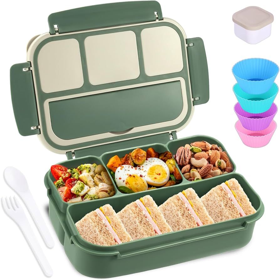 Bento Box Adult Lunch Box, Lunch Containers for Kids Girls Boys with 4 Compartments, Lunchable Fo... | Amazon (US)