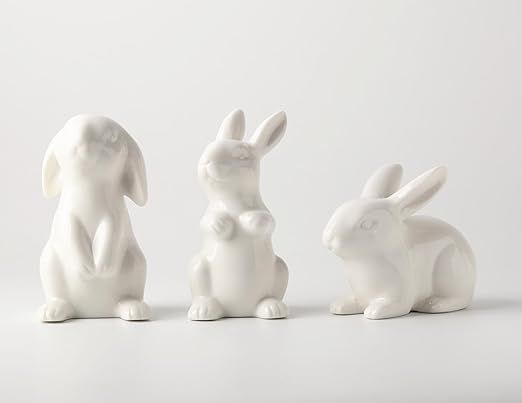 Ceramic White Rabbits Easter Bunny Decorations Porcelain Bunny Rabbit for Easter Decoration Ceram... | Amazon (US)