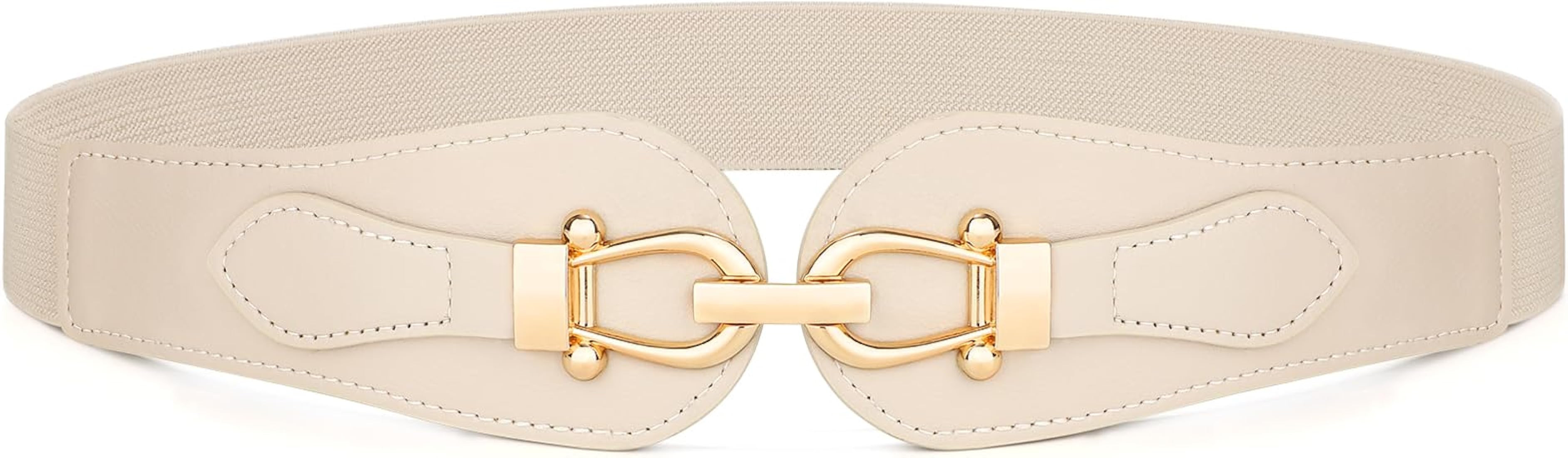 VONMELLI Wide Elastic Belts for Women Stretch Ladies Waist Belt Fashion Gold Buckle, Vintage Thic... | Amazon (US)