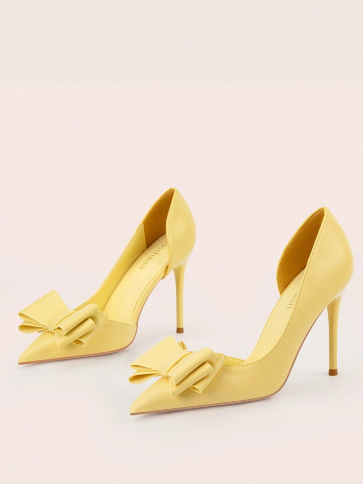 Fashionable Simple Sexy Thin Heels Pointed Toe Stiletto High-Heel Shoes With Bowknot And Hollow O... | SHEIN