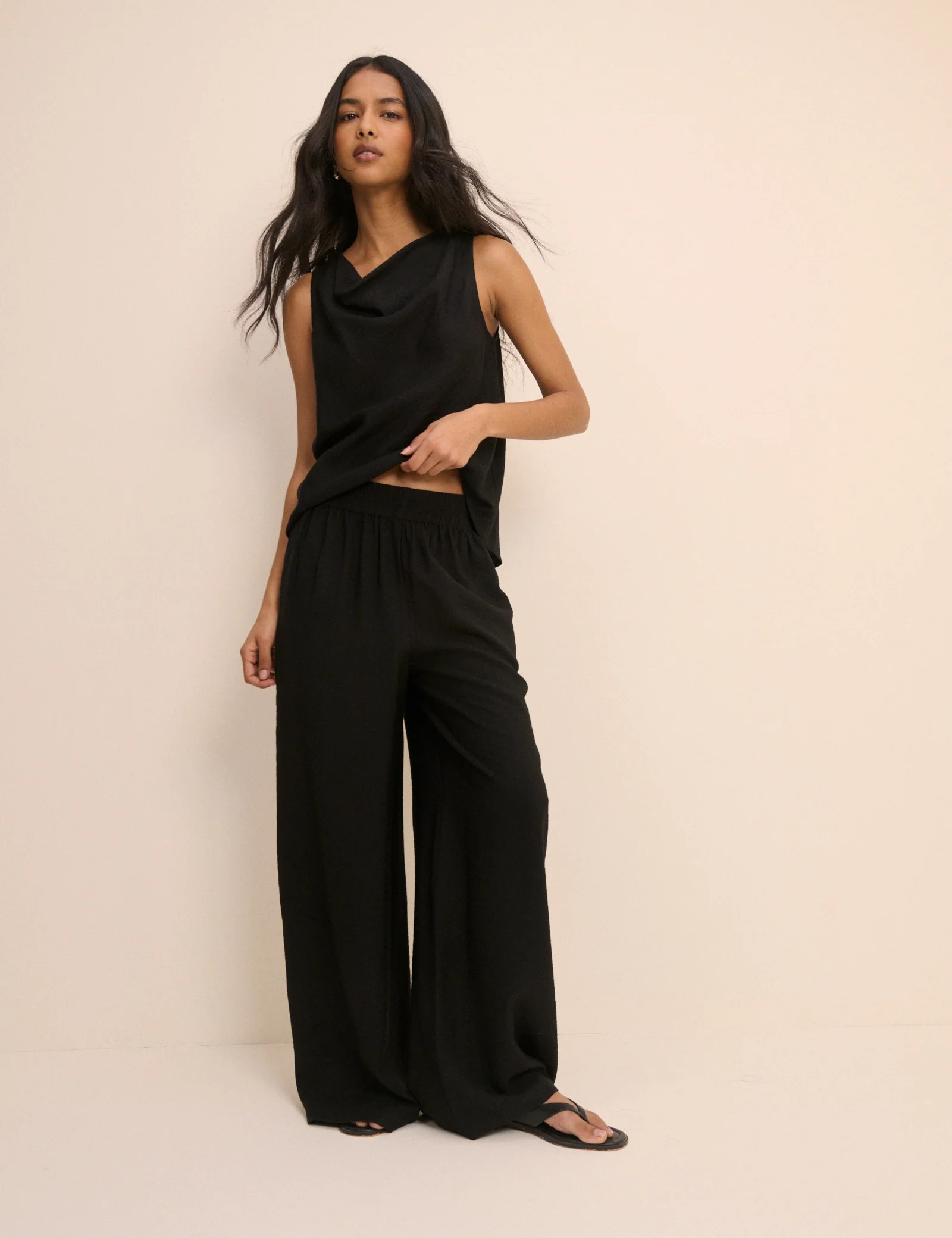 Black Relaxed Wide Leg Trouser | Nobody's Child