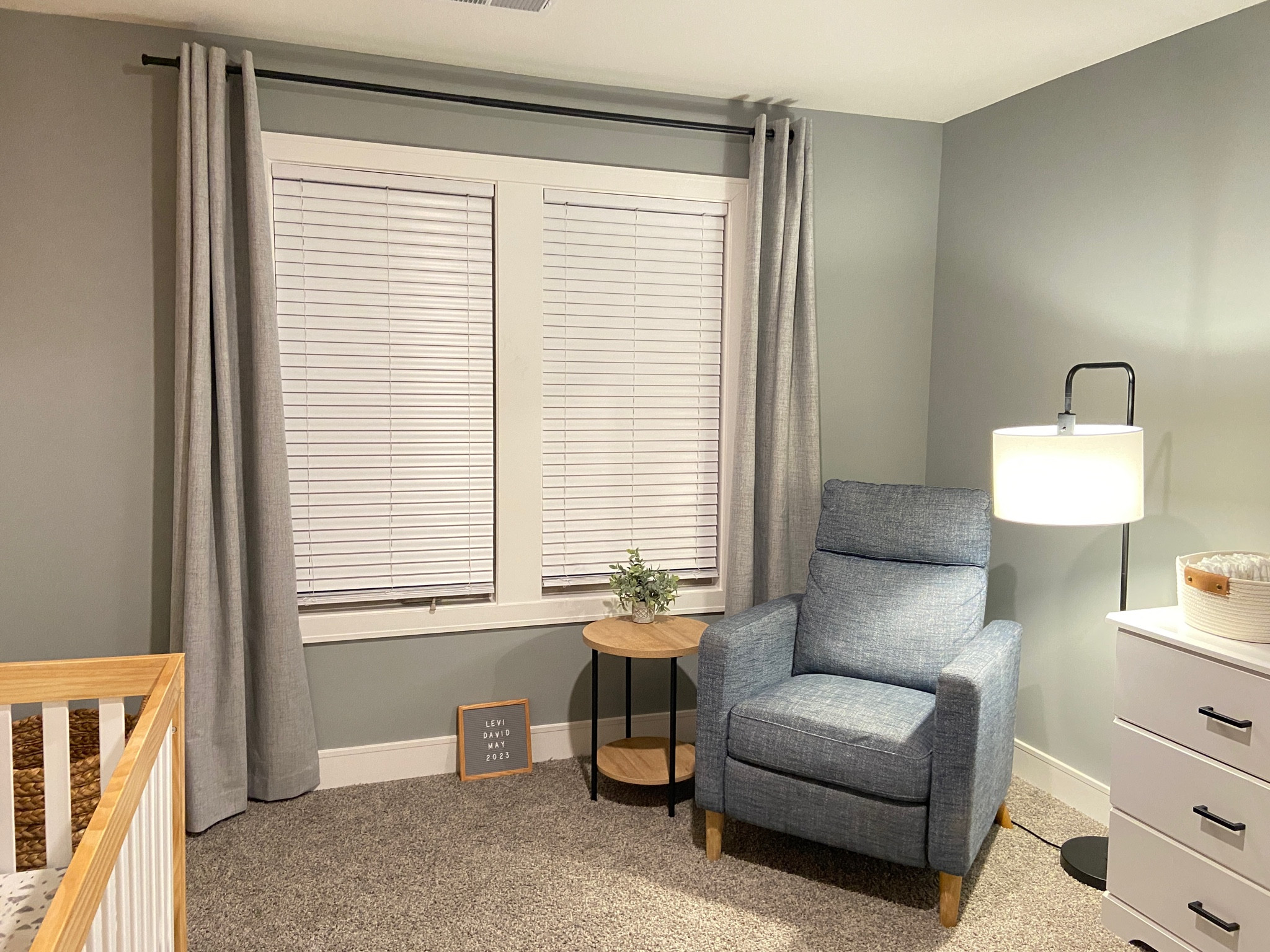 Baby boy nursery in progress - got this $30 side table from target and absolutely love it! It’s the perfect size and I love the look. Comes in all black too. We also love these blackout curtains and have them in Rhett’s room too. 

#LTKbaby #LTKhome #LTKFind