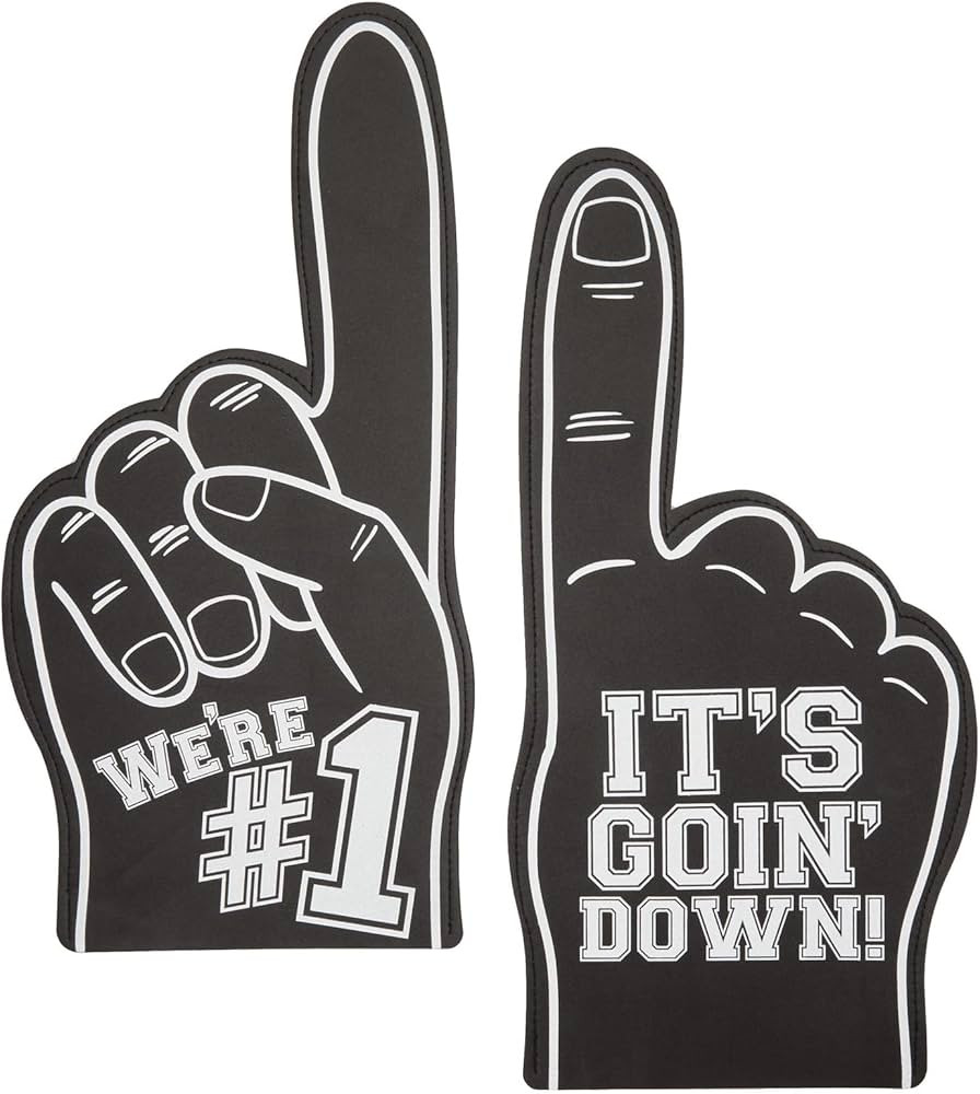 Okuna Outpost 2 Pack Foam Finger #1, It's Goin' Down, Sports Party Favors, Outdoor Essentials, Bl... | Amazon (US)