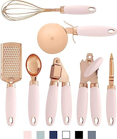 COOK With COLOR 7 Pc Kitchen Gadget Set Copper Coated Stainless Steel Utensils with Soft Touch Pi... | Amazon (US)