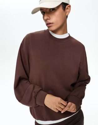 Bershka Oversize sweatshirt with modal in brown | ASOS (Global)