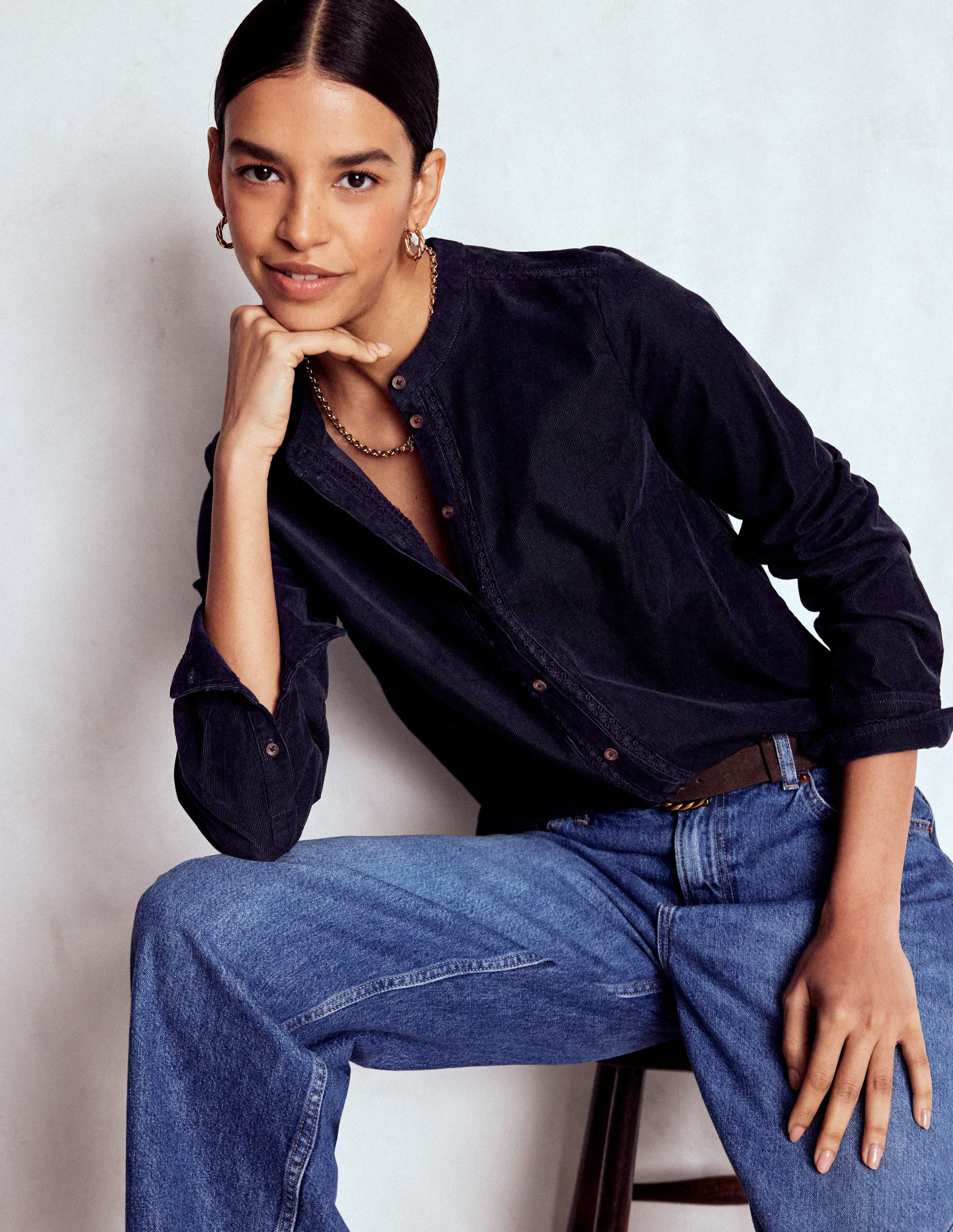 Victoria Cord Shirt-Navy | Boden (US)