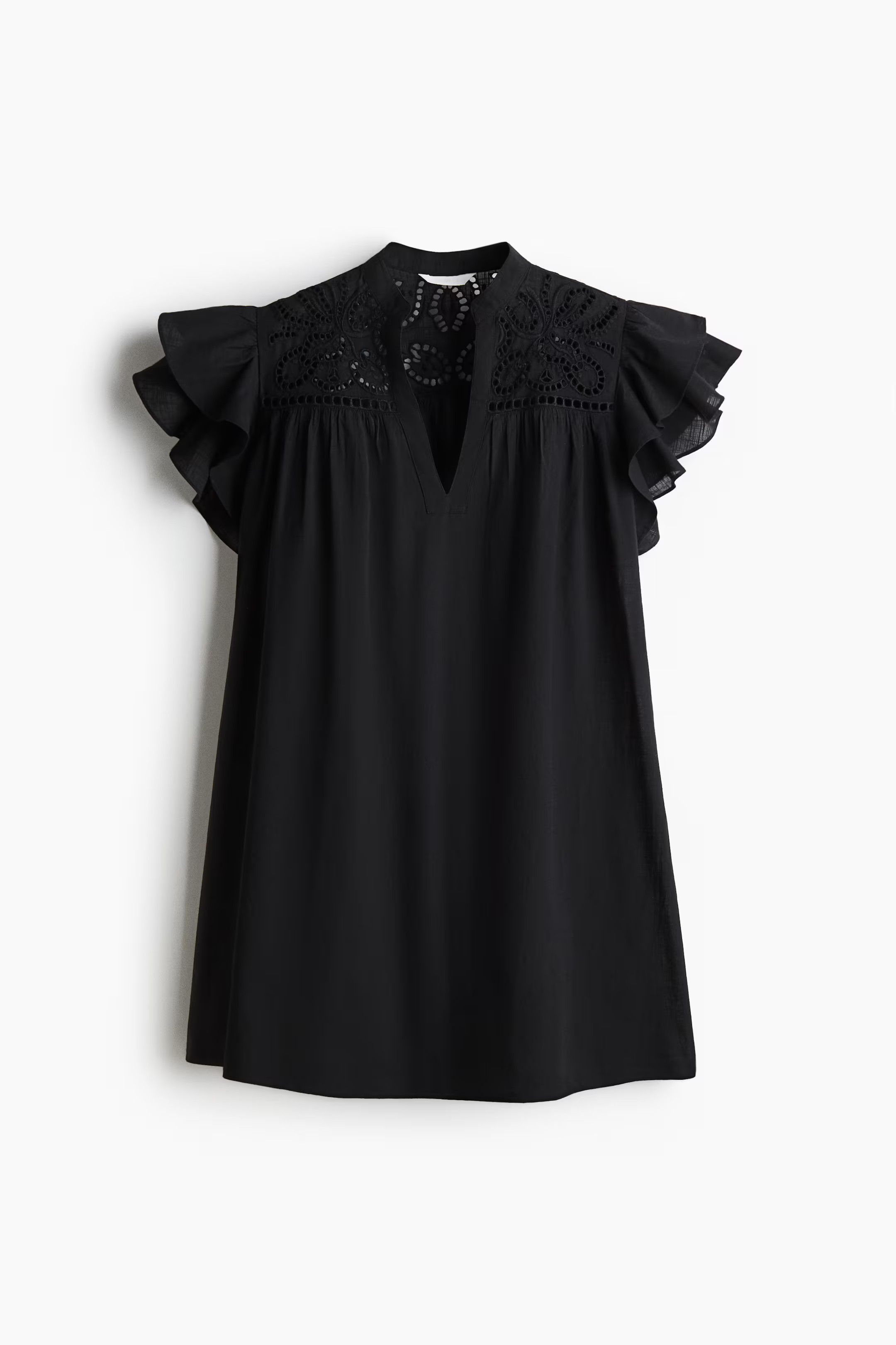 Flutter-Sleeve Dress with Eyelet Embroidery | H&M (US + CA)