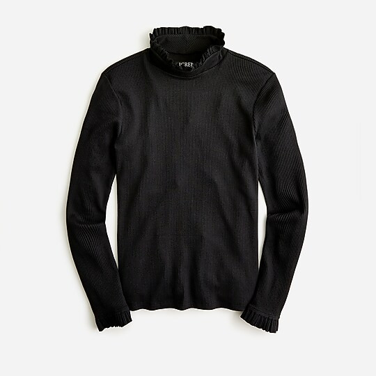Vintage rib ruffle mockneck T-shirt | J. Crew US