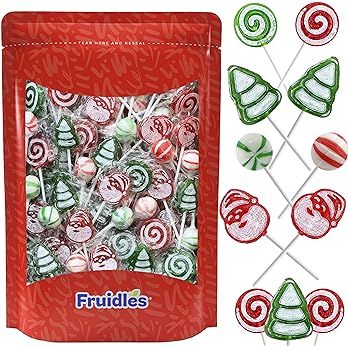 Christmas Lollipop Santa, Tree, Swirl, Candy Canes, and Sweet Ball Assortment, Mixed Fruit Flavor... | Amazon (US)