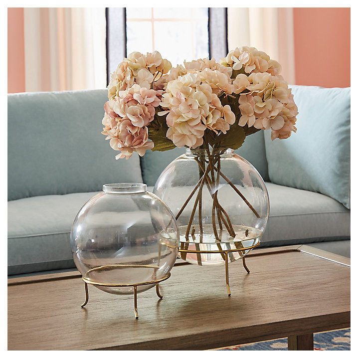 Eleanor Round Clear Glass Globe Vase with Brass Stand | Ballard Designs, Inc.